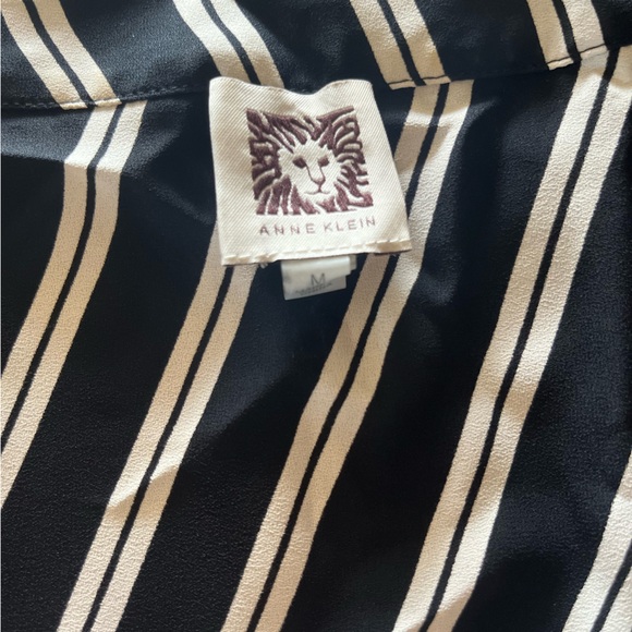 Anne Klein black white stripes blouse - Picture 6 of 8